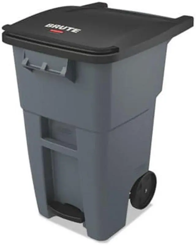 Alt view image 4 of 5 - Rubbermaid 1971956 Brute Step-On Rollouts, Square, 50 Gal, Gray