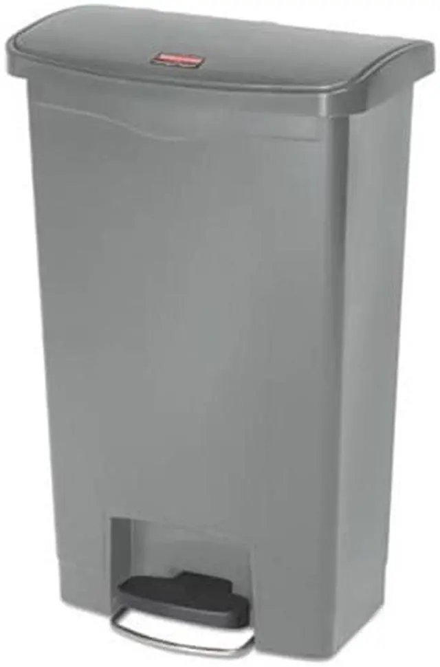 Alt view image 4 of 8 - Rubbermaid - FG1883602 - Slim Jim Resin Step-On Container, Front Step Style, 13 gal, Gray