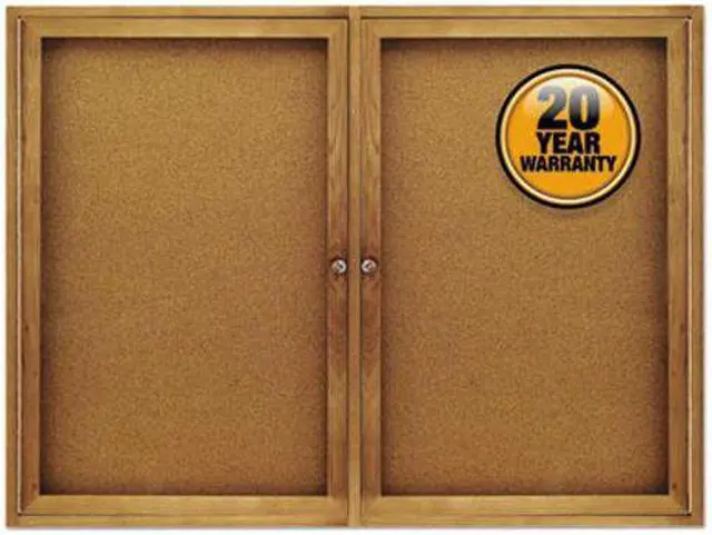 Alt view image 15 of 20 - Quartet Enclosed Bulletin Board Natural Cork/Fiberboard 48 x 36 Oak Frame 364