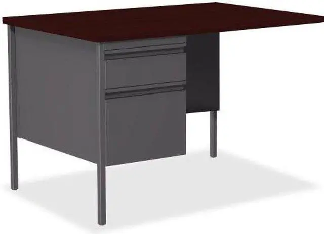 Alt view image 4 of 4 - Lorell Left Pedestal Return LH 42"x24"x29-1/2" Mahogany 60925