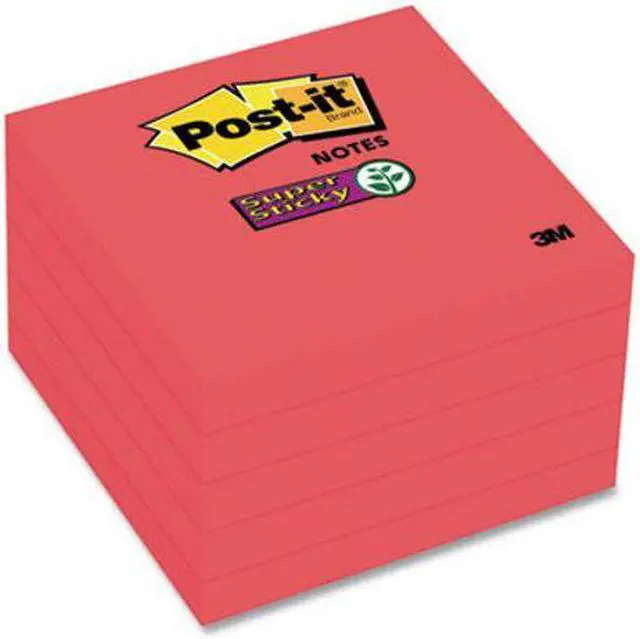 Alt view image 5 of 10 - Post-it Super Sticky Notes 3" x 3" Red 90 Sheets/Pad 258342