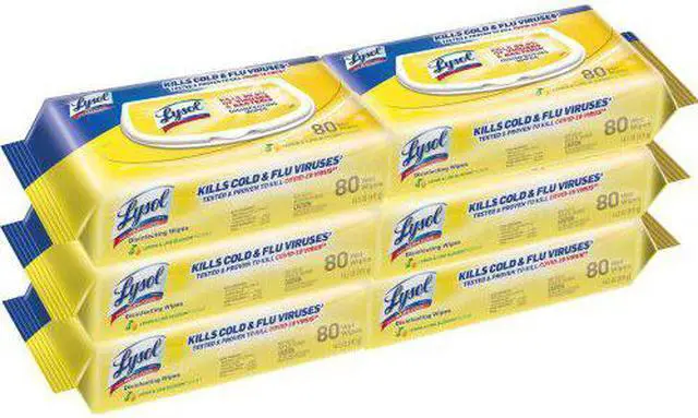 Alt view image 5 of 11 - Lysol Disinfecting Wipes Flatpacks, 6.69 x 7.87, Lemon and Lime Blossom, 80 Wipes/Flat Pack, 6 Flat Packs/Carton RAC99716CT