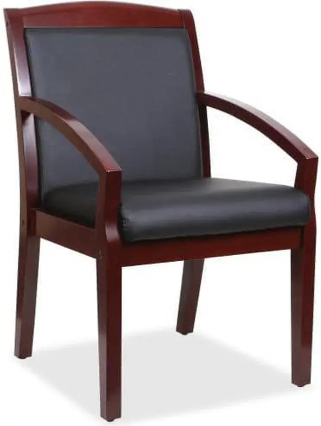 Alt view image 3 of 4 - Lorell Wood Guest Chair 23-1/4"x24-3/8"x34" Black/Mahogany 20020