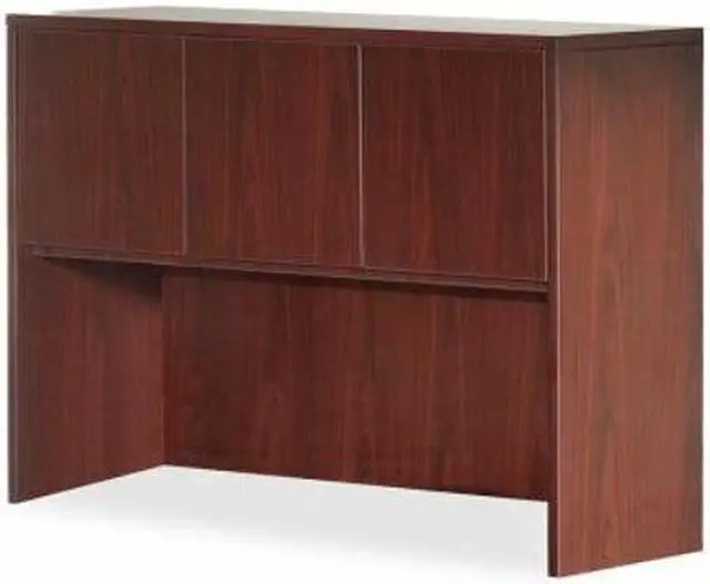 Alt view image 15 of 16 - Lorell Hutch w/Doors 60"x15"x36" Mahogany 69912