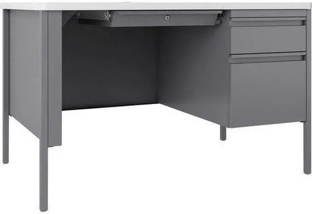 Main image of Lorell Desk, Right-Pedestal, 48"x30"x29-1/2", White/Platinum (LLR66940)