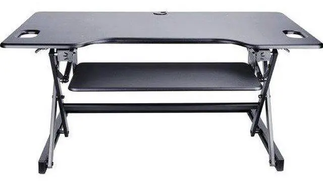 Alt view image 5 of 13 - Lorell Desk Riser Adjustable 45 lb Cap 46"x24"x20" Black 82013
