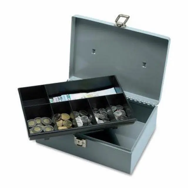 Alt view image 9 of 9 - Sparco Products 15501 Cash Box, w/ Latch Lock,7 Cmpmnts, 11" x 7-3/4" x 4-3/4", Gray SPR15501