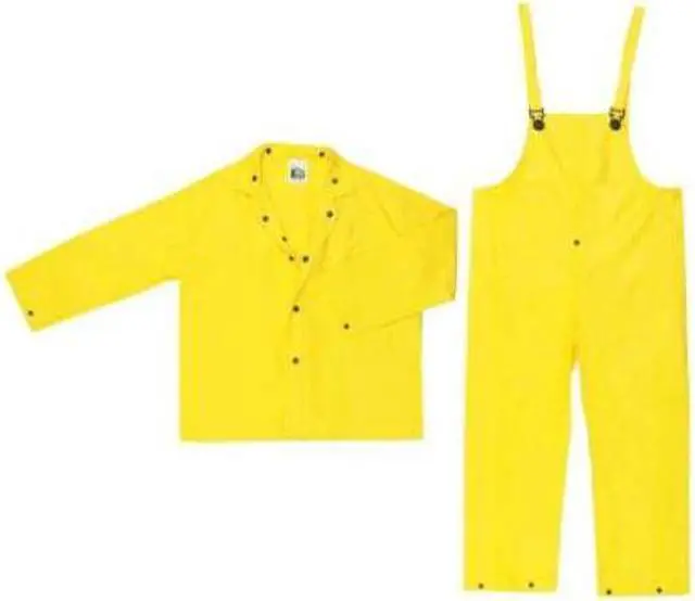 Alt view image 2 of 4 - Three-Piece Rain Suit, Jacket/Hood/Pants, 0.28 Mm Pvc/Nylon, Yellow, 2x-Large