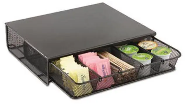 Alt view image 15 of 20 - Safco 1 Drawer Hospitality Organizer 5 Compartments 12 1/2 x 11 1/4 x 3 1/4 Bk 3274BL
