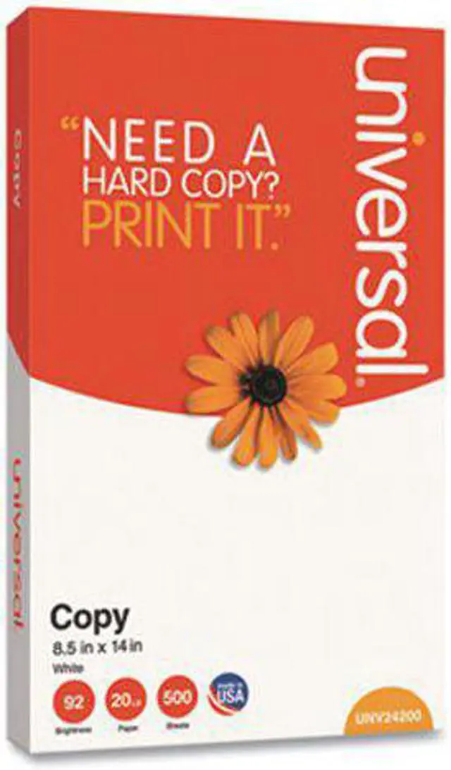 Alt view image 4 of 4 - Universal Office Products - UNV24200 - Copy Paper, 92 Brightness, 20lb, 8-1/2 x 14, White, 500 Sheets