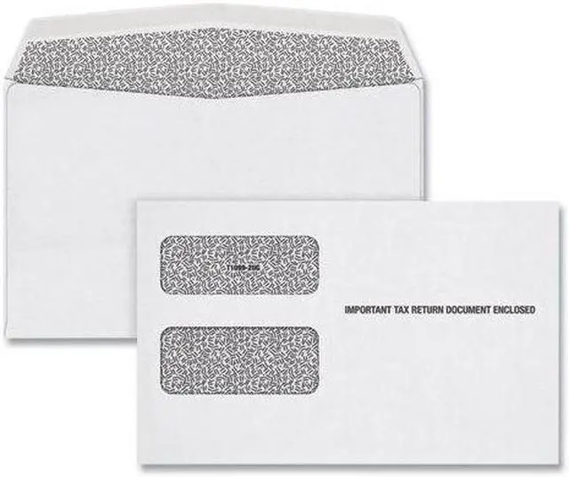 Main image of Tops Wht 1099 Double Window Envelope, Gummed Closure, 5.63 x 9, 24/PK (TOP22222)