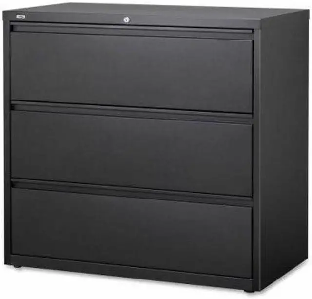 Alt view image 11 of 11 - Lorell 3-Drawer Black Lateral Files - 42" x 18.6" x 40.3" - 3 x Drawer(s) for File - Letter, Legal, A4 - Lateral - Locki
