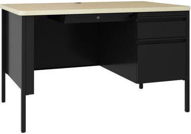 Main image of Lorell Desk, Right-Pedestal, 48"x30"x29-1/2" , Maple/Black (LLR03156)