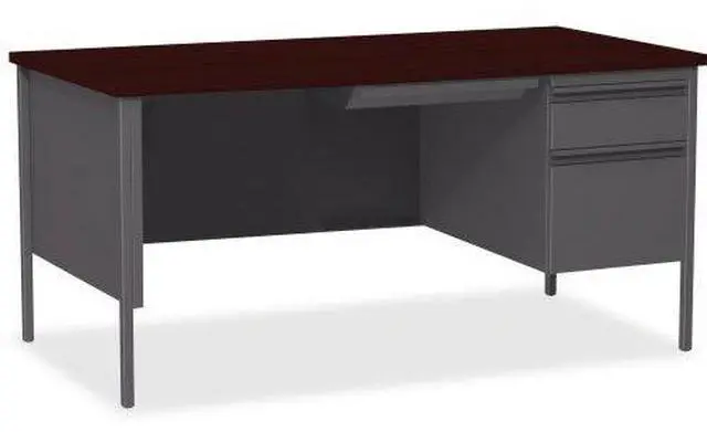 Alt view image 5 of 16 - Lorell Right Pedestal Desk RH 66"x30"x29-1/2" Mahogany 60916
