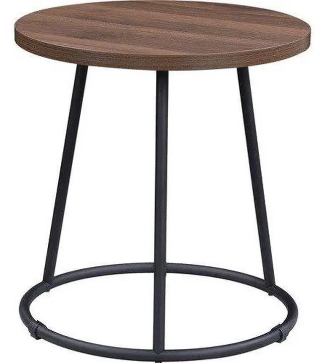 Main image of Lorell End Table, Round, Steel Base, 19"x19-3/4" , Walnut (LLR16261)