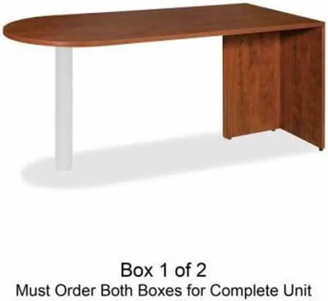 Alt view image 4 of 7 - Lorell 69415 Essentials Peninsula Desk Box 1/2 66" Width x 30" Depth x 29.5" Height - Cherry