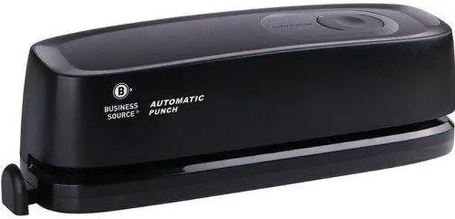 Main image of Business Source Electric 3-Hole Punch, 10 Sheet Capacity, Black, Each (BSN00083)