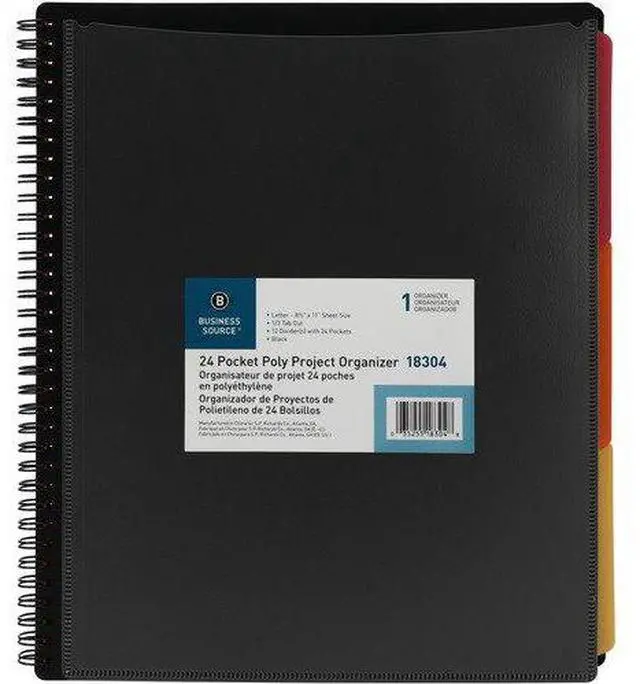 Main image of Business Source 24-Pocket Project Organizer, 8-1/2 x 11, Multi, Each (BSN18304)