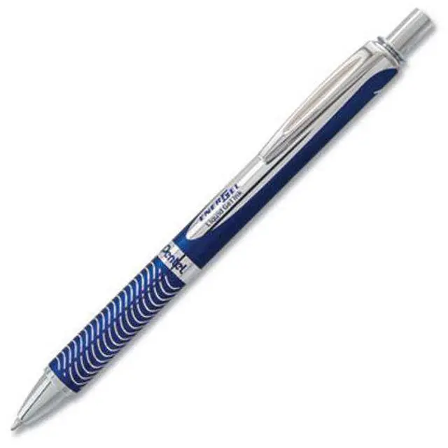 Alt view image 8 of 10 - EnerGel Alloy RT Gel Pen Retractable Medium 0.7 mm Black Ink Blue Barrel BL407CA