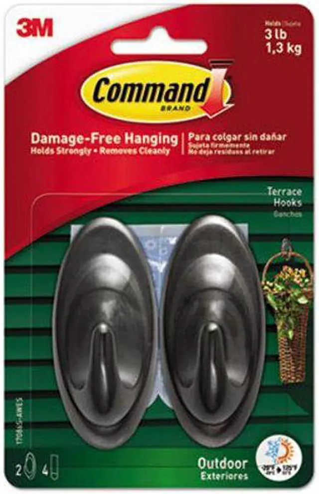 Alt view image 6 of 15 - Command All Weather Hooks and Strips Plastic Medium 2 Hooks & 4 Strips/Pack