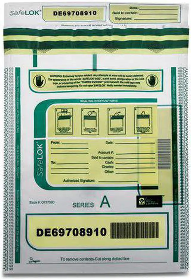 Alt view image 8 of 8 - Safelok Deposit Bag, 9 x 12, 2 mil Thick, Plastic, Clear, 100/Pack (CNK585087)