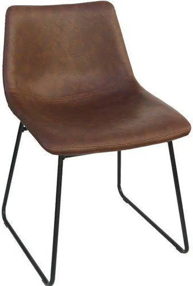 Alt view image 2 of 2 - Lorell Mid-century Modern Sled Guest Chair - Sled Base - Tan - Bonded Leather - 18.9" Width x 22.3" Depth x 29.1" Height