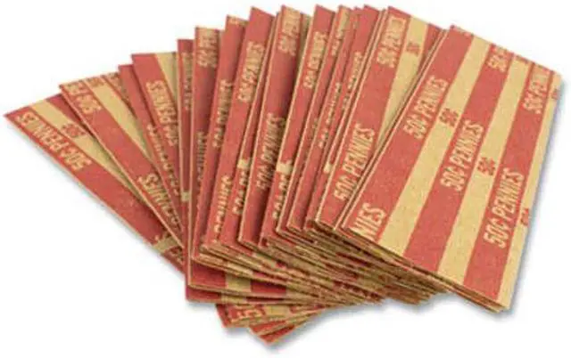 Alt view image 5 of 11 - FLAT TUBULAR COIN WRAP, PENNIES, $0.50, RED, 1,000/BOX