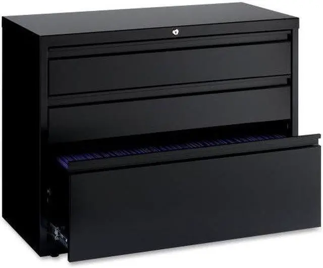 Alt view image 4 of 4 - Lorell Lateral File Cabinet 3-Drawer 36"x18-5/8"x28" Black 60929