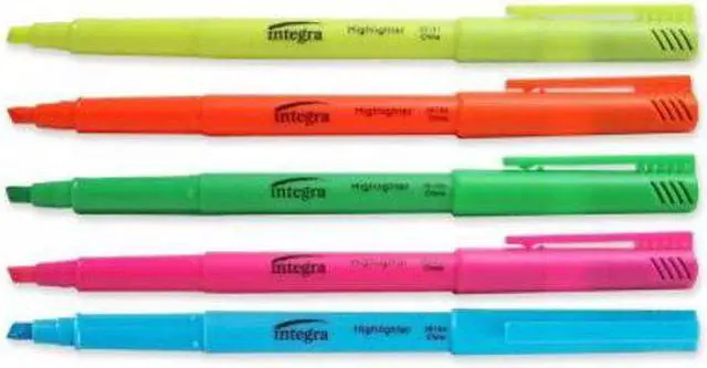 Alt view image 10 of 11 - Integra Pen Style Highlighter Chisel Tip 5 Color/ST Fluorescent AST 36180