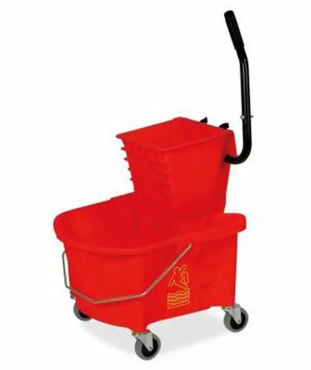 Alt view image 14 of 15 - Mop Bucket/Wringer Combo Splash Guard 26qt. Red