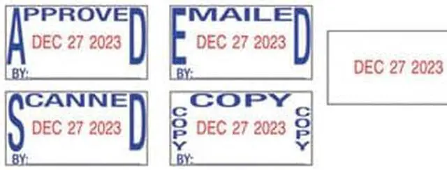 Alt view image 7 of 7 - Trodat E4756 Economy 5-In-1 Date Stamp, Self-Inking, 1 X 1 5/8, Blue/Red