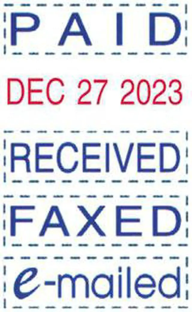 Alt view image 3 of 4 - Trodat Econ Micro 5-in-1 Message Stamp Dater Self-Inking 1 x 3/4 Blue/Red