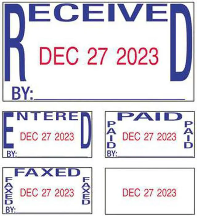Alt view image 2 of 5 - U.S. Stamp & Sign USSE4754 Date Stamp- 5-In-One- Four Phrases- 1in.x1-.63in.- Blue-Red