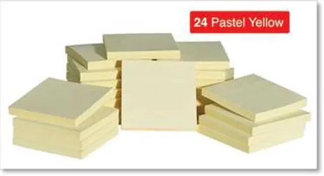 Alt view image 12 of 15 - Universal Self-Stick Note Pads, 3" X 3", Yellow, 90-Sheet, 24/Pack 35693