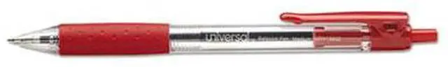 Alt view image 7 of 15 - UNIVERSAL Economy Retractable Ballpoint Pen Red Ink Clear 1mm Dozen 15532