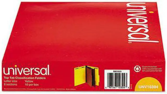 Alt view image 6 of 7 - Pressboard Classification Folders, Letter, Six-Section, Yellow, 10/Box