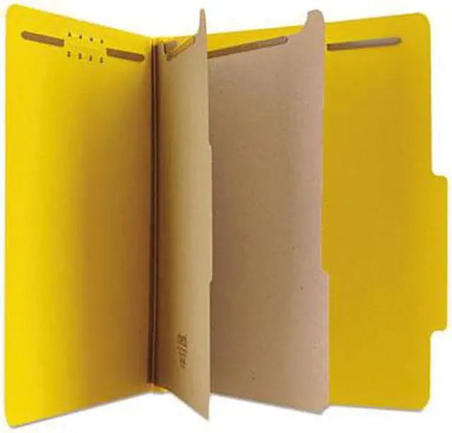 Alt view image 7 of 7 - Pressboard Classification Folders, Letter, Six-Section, Yellow, 10/Box