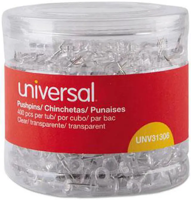 Alt view image 4 of 4 - Universal Clear Push Pins, Plastic, 3/8", 400/Pack