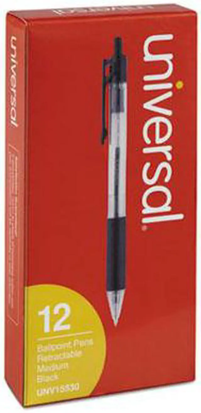 Alt view image 8 of 14 - UNIVERSAL Economy Retractable Ballpoint Pen Black Ink Clear 1mm Dozen 15530