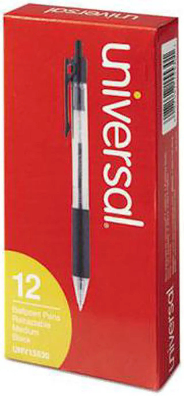 Alt view image 9 of 14 - UNIVERSAL Economy Retractable Ballpoint Pen Black Ink Clear 1mm Dozen 15530