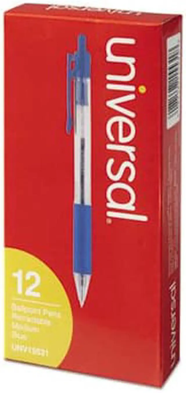 Alt view image 8 of 15 - UNIVERSAL Economy Retractable Ballpoint Pen Blue Ink Clear 1mm Dozen 15531