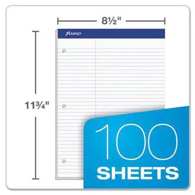 Alt view image 7 of 15 - Ampad Double Sheets Pad Law Rule 8 1/2 x 11 3/4 White 100 Sheets 20345