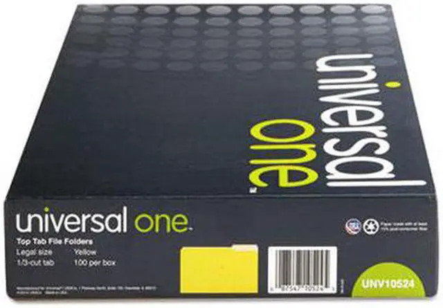 Alt view image 5 of 9 - UNIVERSAL File Folders 1/3 Cut One-Ply Top Tab Legal Yellow/Light Yellow 100/Box