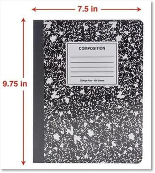 Alt view image 4 of 9 - Innovera 20946 Composition Book, College Rule, 9 3/4 X 7 1/2, White, 100 Sheets, 6/Pack