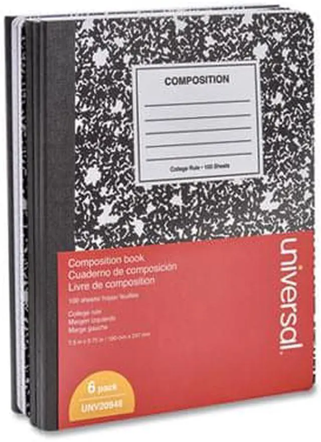 Alt view image 8 of 9 - Innovera 20946 Composition Book, College Rule, 9 3/4 X 7 1/2, White, 100 Sheets, 6/Pack