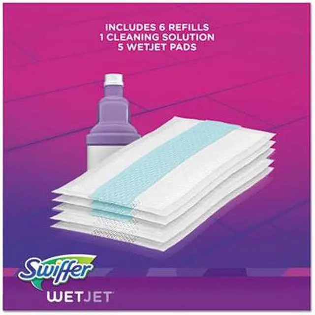 Alt view image 7 of 7 - Procter & Gamble - 92811 - WetJet Mop Starter Kit, 46 Handle, Silver/Purple, 2/Carton