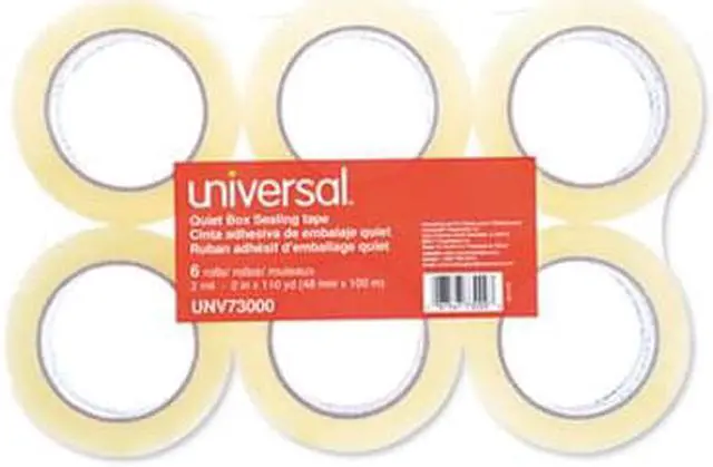 Alt view image 8 of 11 - Universal Quiet Tape Box Sealing Tape 48mm x 100m 3" Core Clear 6/Pack 73000