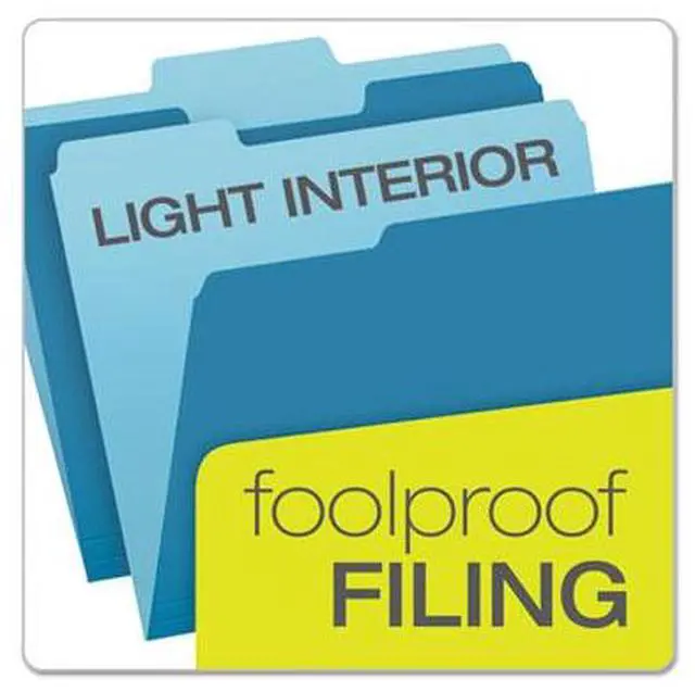 Alt view image 5 of 10 - Pendaflex Colored File Folders 1/3 Cut Top Tab Letter Blue/Light Blue 100/Box 15213BLU