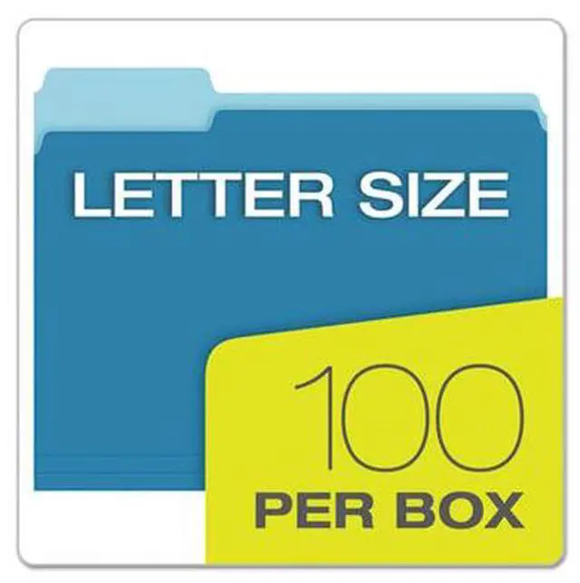 Alt view image 7 of 10 - Pendaflex Colored File Folders 1/3 Cut Top Tab Letter Blue/Light Blue 100/Box 15213BLU