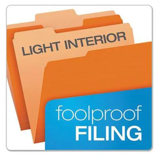 Alt view image 5 of 10 - Pendaflex 1521/3ORA Two-Tone File Folders- 1/3 Cut- Top Tab- Letter- Orange/Light Orange- 100/Box